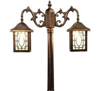 OZBME Ceiling Light, 195Cm Bronze European Retro V-intage Outdoor Waterproof Landscape Patio Garden Light Led Balcony Lawn Villa Column Post Street with Two Glass(165cm Bronze) (255cm Bronze)