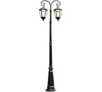 OZBME Ceiling Light, 320Cm Double Head Solar Outdoor Street Light Dusk to Dawn Sensor Post Die-Cast Aluminum Ip65 Waterproof with Remote Control Outside Posts for B(B,290cm) (A 350cm)