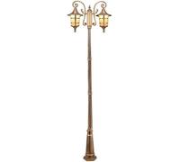 OZBME Ceiling Light, High Pole Street Glass Lantern European V-intage Double Head E27 Brass Metal Apost Light Ip54 Waterproof Outdoor Garden Pillar Path Landscape Lawn Illumination(Height 2.1m) ()