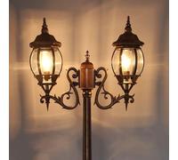 OZBME Ceiling Light, Led Outdoor Post Light with Two-Head Ip56 Waterproof Aluminum Path Pillar Lamp Fence Exterior E27 Base 60W Max Garden Lighting(Height 240cm) (One Color Height 240cm)