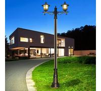 OZBME Ceiling Light, Modern High Pole Street Light European-Style Courtyard Post Outdoor Die-Cast Waterproof Dual-Head Apole Led Lamp Villa Park Solar Landscape S