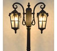 OZBME Ceiling Light, Outdoor Street Lamp Traditional Post Light European Classical Black Ametal Glass Lantern Pillar V-intage Waterproof High Pole Landscape Lawn E27(2.6m) (2.9m)