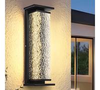 OZBME Classic Wall lamp, Outdoor Square Light Modern IP65 Waterproof Lamp Ripple Shade Exterior Fixture LED Porch Lights Outside Sconce Lighting for Garden Courtyard Patio HOU (Warm Light 35CM)