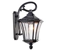 OZBME Classical Upside Down Lighting Fixture European Outdoor Waterproof Wall Sconce Lamp Antique Balcony Aisle Patio Glass Light Garden (Color : d) (Black) (Black)