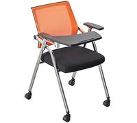 OZBME Conference Chair with Writing Board, Creative Foldable Casters, One-Piece Student Training (Color : Blue, Size 49 * 59 87 cm) (Orange 49 * 59 * 87 cm)