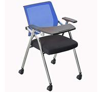 OZBME Conference Chair with Writing Board, Creative Foldable Casters, One-Piece Student Training (Color : Blue, Size 49 * 59 87 cm) (Blue 49 * 59 * 87 cm)