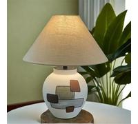 OZBME Contemporary Luxury Ceramic Table Lamp LED American Retro Creativity Living Room Bedroom Study Villa Hotel Homestay Decoration Desk Light (Style 38)