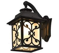 OZBME Country Retro Outdoor E27 Wall Lamp Waterproof Aluminum Black Matte Finish Vintage Industrial Fixture Frosted Glass Lantern Porch Patio Landscape Home Decor (Color : Nero) (Nero)
