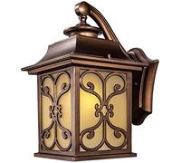 OZBME Country Retro Outdoor E27 Wall Lamp Waterproof Aluminum Black Matte Finish Vintage Industrial Fixture Frosted Glass Lantern Porch Patio Landscape Home Decor (Color : Nero) (Bronze)