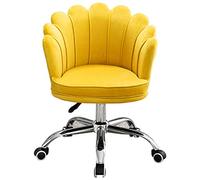 OZBME Desk Comfort Swivel Task Chair with Adjustable Height, Lift for Home Office Bedroom, Ergonomic Velvet Executive (Yellow)