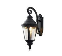 OZBME E27 Exterior Wall Lantern Retro Industrial Lamp, Outdoor Waterproof Sconce Lights Porch Lighting Fixture with Clear Glass Lampshade for Garden (Color : Bronze) (Bronze) (Clear)