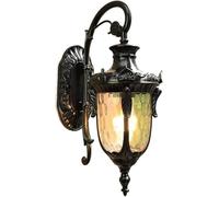 OZBME European Retro Waterproof Outdoor Wall Lamp, Upside Down Glass Lantern Sconce for Balcony, Aisle, and Patio - E27 Edison Decor (Black)