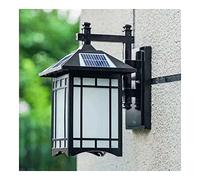 OZBME Exterior Light Retro Solar Outdoor Wall Lantern Dimmable Lamp Vintage with Remote Control Led Lighting Waterproof Aluminum for Garden Porch Patio (Black 29 * 36cm)