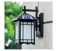 OZBME Exterior Light Solar Outdoor Wall Lantern Dimmable Lamp Vintage with Remote Control Led Lighting Waterproof Aluminum for Garden Light(Color:Bronze) (Br (Black)
