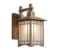 OZBME Exterior Light Square Retro Outdoor Wall Lamp Japanese Style Waterproof Lantern Garden Doorway Wall-Mounted with Glass Lampshade Landscape Aluminum Sconce Light(Brown, (Brown 17 * 36cm)