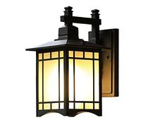 OZBME Exterior Light Square Retro Outdoor Wall Lamp Japanese Style Waterproof Lantern Garden Doorway Wall-Mounted with Glass Lampshade Landscape Aluminum Sconce Light(Color: (Black 20.5 * 47cm)