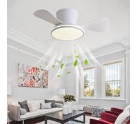 OZBME Flush Mount Ceiling Fans with Lights and Remote 3 Blades 6 Speeds Quiet Fan Light Reversible DC Motor ColTemperature Adjustable Modern Lamps Timing Function-C (A)