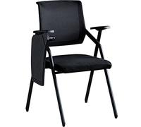 OZBME Folding Chair for Meeting Room, Training with Writing Board School, Light Comfortable Armchair Church, Bearing 100kg(Orange+Black) (Black 57 * 49 * 86cm)