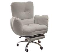 OZBME Gaming Chair for Bedroom Office Lazy Sofa with Footrest Adjustable Swivel Study Computer Wheels Comfortable Recliner Arm (Light Grey 50x50x(100)