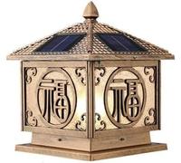 OZBME Garden Post Light Black Modern Simple Solar Pillar Lantern Outdoor Lamp Waterproof Aluminum Alloy Column Lights Villa Lighting Street Decor Brass Medium (Black Large) (Brass Small)