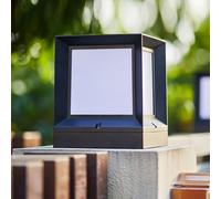 OZBME Garden Post Light Fixtures Black Acrylic Solar Table Lamps Modern Gate Bollard Pillar Industrial Column Cap Lamp for Driveway Street Decor Lamp, Brass 8.2in (Brass (Dark 10.2in)