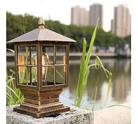 OZBME Garden Post Light Landscape LED Lamp European Rural Square Aluminum Waterproof Outdoor Pillar Column Retro Glass Lantern Stigma Lamps Pedestal To pursue