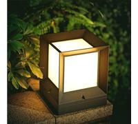 OZBME Garden Post Light Lawn Column Lamp Outdoor Lantern, Black Cast Aluminum Square Modern Fixture Pillar Lights for Flat Surface Patio Street Decor 4.7in*5.9in (12.6in*15.3in) ()