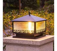 OZBME Garden Post Light Outdoor Aluminum Landscape Lighting Fixture Black Modern Light, Industrial Waterproof Lantern Column Lamp Square Pillar for Flat Surface Patio Street 14.1in (10.6in) ()