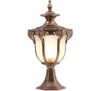 OZBME Garden Post Light Outdoor Pedestal Lamp Retro Industrial Aluminum Waterproof Pillar Lights Villa Door Column Headlight Street Decor Black 35cm (Bronze 20c (Bronze 35cm)