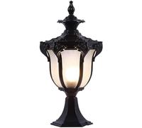 OZBME Garden Post Light Outdoor Pedestal Lamp Retro Industrial Aluminum Waterproof Pillar Lights Villa Door Column Headlight Street Decor Black 35cm (Bronze 20c (Black 24cm)