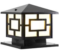 OZBME Garden Post Light Rural Outdoor Pillar Antique Column Lamp Square Aluminum Landscape Waterproof Black Finish Fixture E27 Street Decor Lamp, Brass 11.8in (Black 23.6in) (Black 15.7in)