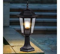OZBME Garden Post Light Simple Lamp Outdoor Column Lights Black Waterproof IP65 European Style With Clear Glass Pillar Fence Stigma Aluminum Fixture Villa Courtyard To pursue