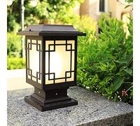 OZBME Garden Post Light Solar Fence Pedestal Square Gate Bollard Pillar Lamp LED Column Lamps Outdoor Waterproof Table Torch Lantern Deck Villa Landscape Street Lighting To pursue happiness ()