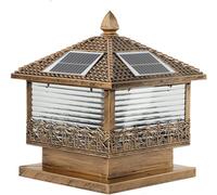 OZBME Garden Post Light Waterproof Solar Fence Lights Black Pole LED Powered Cap Modern Column Lamp for Flat Surface Patio Street Decor Lamp, 15.7in*15.7in (Black 11.8in*14.5in (Brass 11.8in*14.5in)