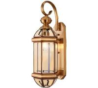 OZBME Garden Wall Light LED Lamp Retro European Sconce Waterproof Copper Gold Glass Lantern Chrome Finish for Courtyard Walkway Porch Corridor Fence Decor