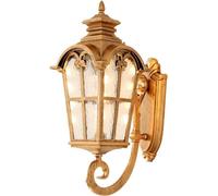 OZBME Garden Wall Light Traditional Classical Lighting Fixture - European Outdoor Waterproof Sconce Lamp Antique Balcony Aisle Patio Glass Lantern Decor Large (OneColor Small) (Gold L)