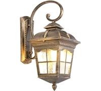 OZBME Garden Wall Light V-intage E27 Glass Outdoor Waterproof Lantern Lights Metal Aluminum Retro Industrial Lamps Balcony Sconce Bedside Decor Lamp, Noir Medium (Noir Medium) (Brass Small)