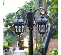 OZBME Lamp Post Lights Outdoor, 265cm 2-Head Outdoor Light Garden Path Pillar Aluminum Bollard Waterproof IP65 Street Glass Lantern High Pole Ma (200cm)