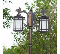 OZBME Lamp Post Lights Outdoor, Outdoor Light Garden Path Pillar Aluminum Glass Lantern 2-Head Bollard Waterproof IP65 Street High Pole Mains Po