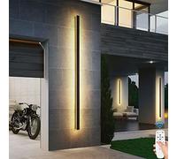 OZBME LED Dimmable Wall Lights Indoor/Outdoor IP65 Waterproof Courtyard Lamp with Remote Control Long Strip lamp Black Metal Modern Garden Sconce for Patio Hallway Lighting ()