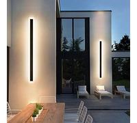OZBME LED Wall Light Bar Outdoor Lamps IP67 Waterproof Long Black Linear Lights for Gate Exterior Pack of 2 (Warm White 30cm)