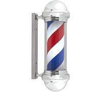 OZBME Light Barber Shop Pole Rotating and Illuminated for Hairdressing Salon Sign,Spinning Red White Blue Stripes Led Lamp Wall Mountable,50cm/19.7in Outdoor Decor