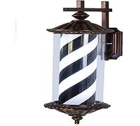 OZBME Light Light, LED Barbers Pole European Vintage Hair Salon Logo Waterproof Rotating Shop Sign Outdoor Wall Light,White+Black,76cm Lamp Decor