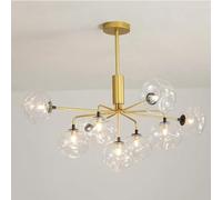 OZBME Mid Century Modern 5 Light Glass Bubble Chandelier Flush Mount Farmhouse Pendant Lamp Luxury Cluster Design for Home Decor (Golden 9 lights)