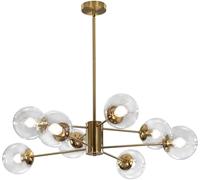 OZBME Mid Century Modern Chandelier Stylish Ceiling Pendant Lamp Light Fixture for Living Room & Dining LED Compatible Clear Glass Design (Clear)