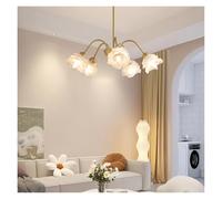 OZBME Modern French Retro Copper Rose Chandelier Bedroom Living Room Study Pendant Lighting Luxury Hanging Lamp (3color Dim 5lights) (Warm White 5lights)