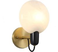 OZBME Nordic Modern - Brass & Imitation Marble Sconce, Semi-Flush Mount Lighting for Bedroom, Study, Hallway, Kitchen Stairs Chic Mid-Century Indoor Fixtures