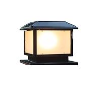 OZBME Outdoor Lamp Post Light, Traditional Retro Solar LED Door Column Square Lawn Table Lights Vintage Pillar Lighting Glass Lantern Community,Brown25cm (Black)