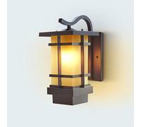 OZBME Outdoor Lights Compatible with House Traditional Wall Lamp, Light Waterproof Fixtures Exterior Black Lantern Aluminum Housing Retro European,Led Ceiling Pendant Lamp (Yellow Frosted Glass)