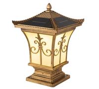 OZBME Outdoor Solar Light Column Waterproof Traditional E27 Lamp Post Cap Decoration Garden Park Pillar Decorative For Decoration, a (A 33cm)